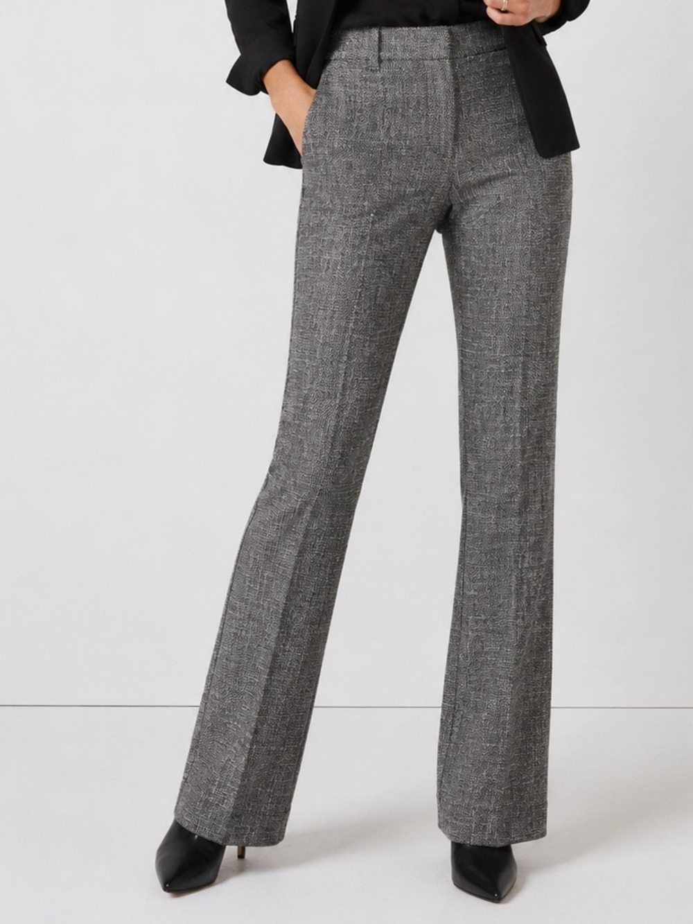 WHBM The Boot Black White Tweed Career Dress Pants Women’s Size 10